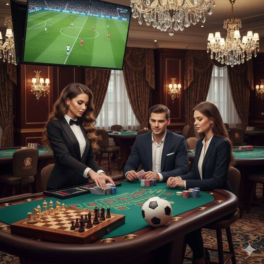 Luxurious casino chips and playing cards